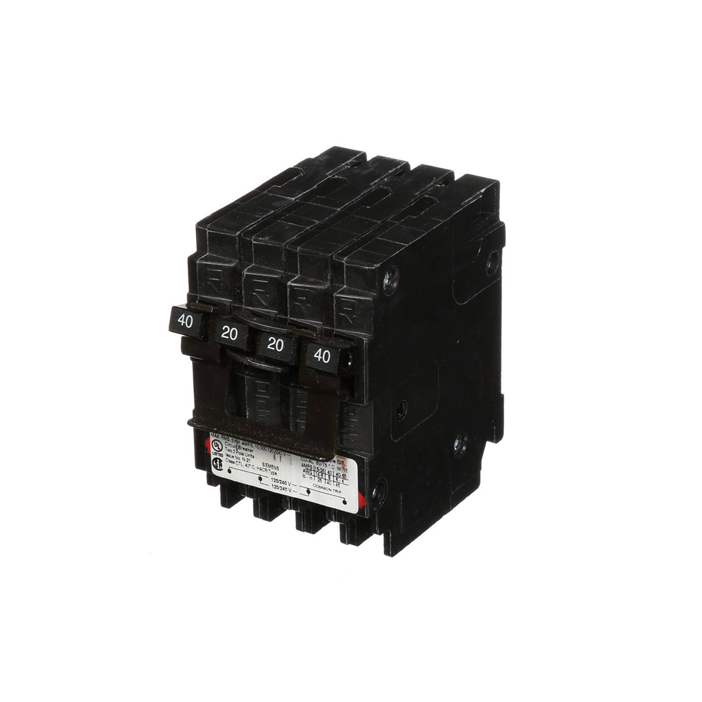 Siemens Q24020CT2 - 40/20 Amp Double-Pole Type QT Quad Circuit Breaker - Ready Wholesale Electric Supply and Lighting