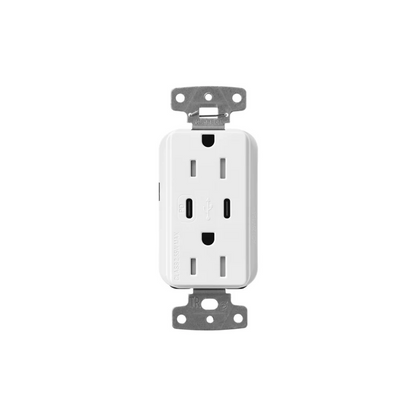 Claro 15 Amp USB Type C + C Outlet (Satin) - Ready Wholesale Electric Supply and Lighting