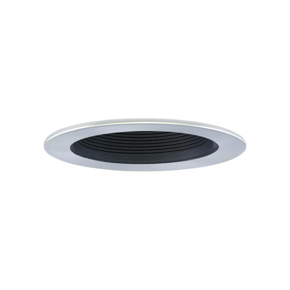 ELCO EL1494BN 4" Adjustable Phenolic Deep Step Baffle Trim - Black with Nickel Trim - Ready Wholesale Electric Supply and Lighting