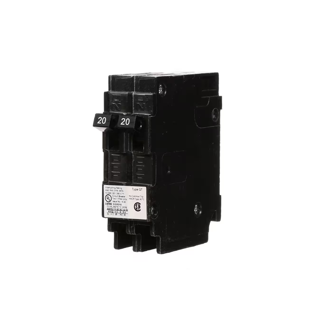 Siemens Q2020NCU - 20 Amp Tandem Single Pole Type QT Circuit Breaker - Ready Wholesale Electric Supply and Lighting