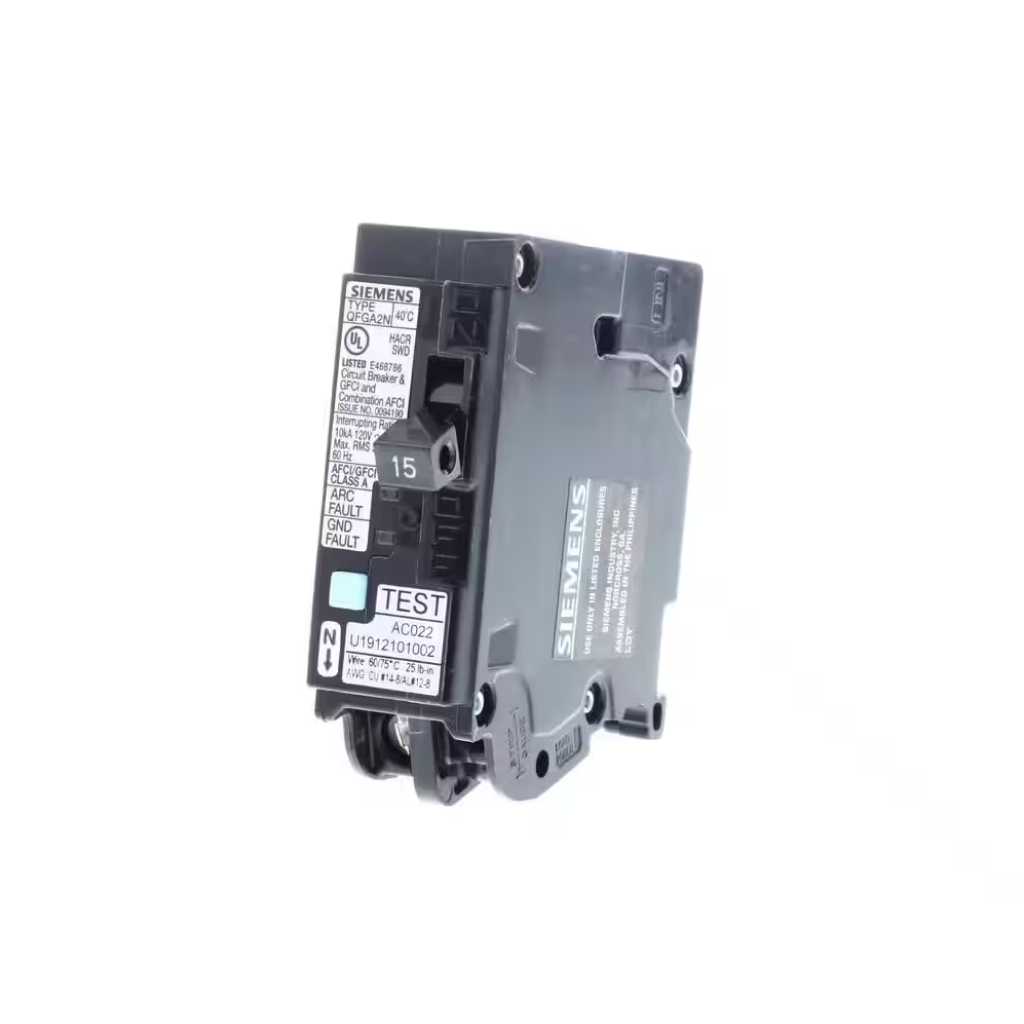 Siemens Q115DFN - 15 Amp 1-Pole Dual Function (CAFCI/GFCI) Plug-On Neutral Circuit Breaker - Ready Wholesale Electric Supply and Lighting