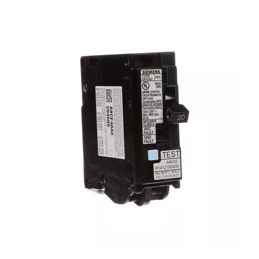 Siemens Q120DF, Q120DFN - 20 Amp 1-Pole Dual Function (CAFCI/GFCI) Plug-On Neutral Circuit Breaker - Ready Wholesale Electric Supply and Lighting