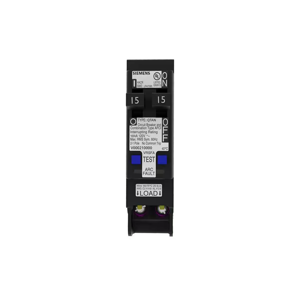 Siemens Q1515AFC / Q1515AFCN - 15 Amp 120-Volt 1-Pole Tandem CAFCI Type QTA Circuit Breaker - Ready Wholesale Electric Supply and Lighting
