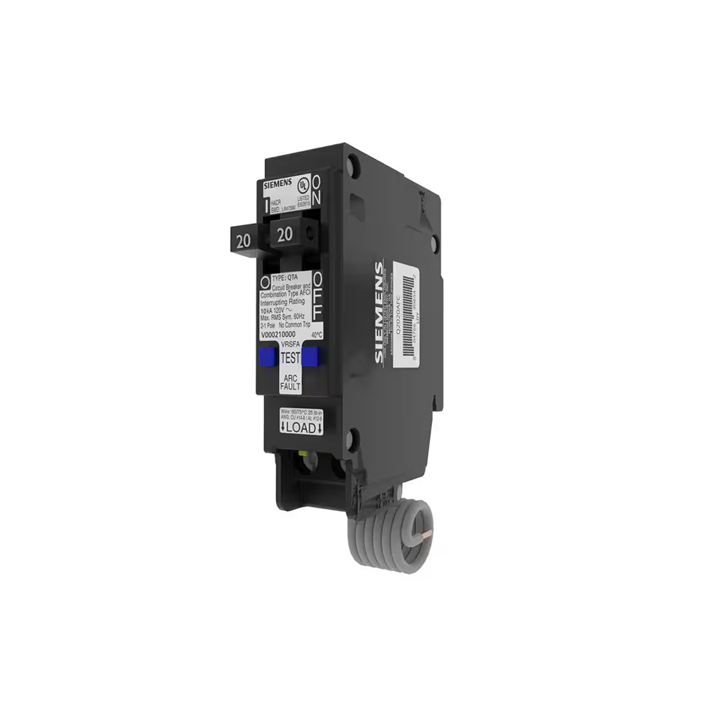 Siemens Q2020AFC - 20 Amp 120-Volt 1-Pole Tandem CAFCI Type QTA Circuit Breaker - Ready Wholesale Electric Supply and Lighting