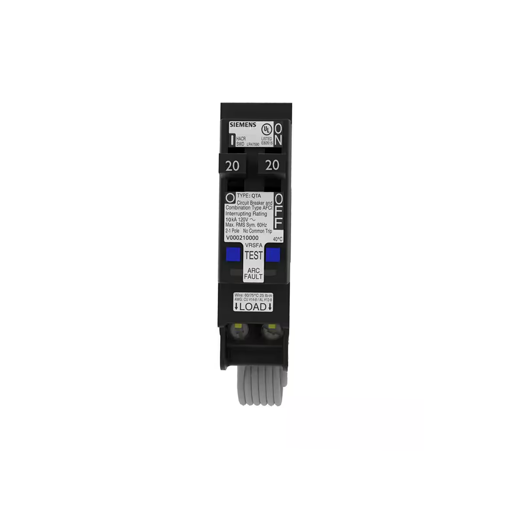 Siemens Q2020AFC - 20 Amp 120-Volt 1-Pole Tandem CAFCI Type QTA Circuit Breaker - Ready Wholesale Electric Supply and Lighting