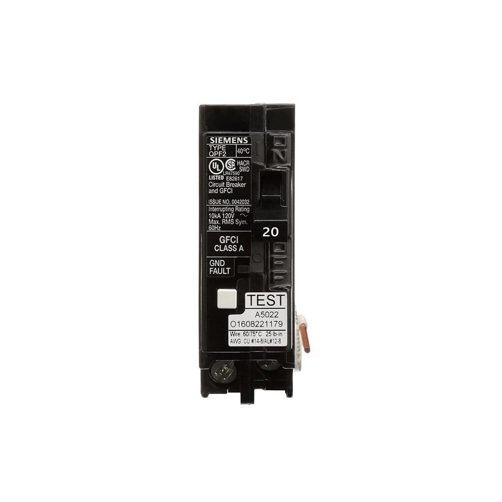 Siemens QF120A / QF120AN - 20 Amp 1-Pole Type QPF2 GFCI Circuit Breaker - Ready Wholesale Electric Supply and Lighting