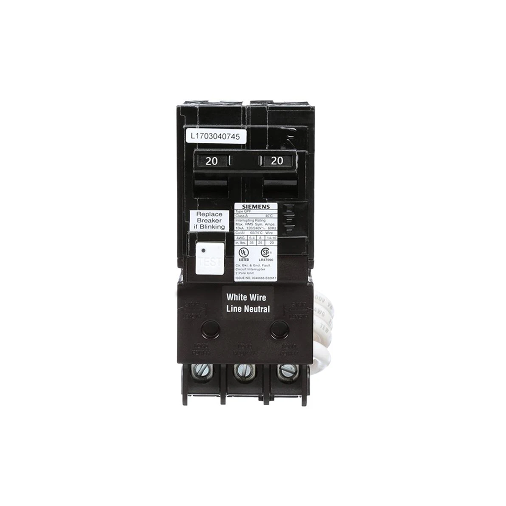 Siemens QF220A - 20 Amp 2-Pole Type QPF2 GFCI Circuit Breaker - Ready Wholesale Electric Supply and Lighting