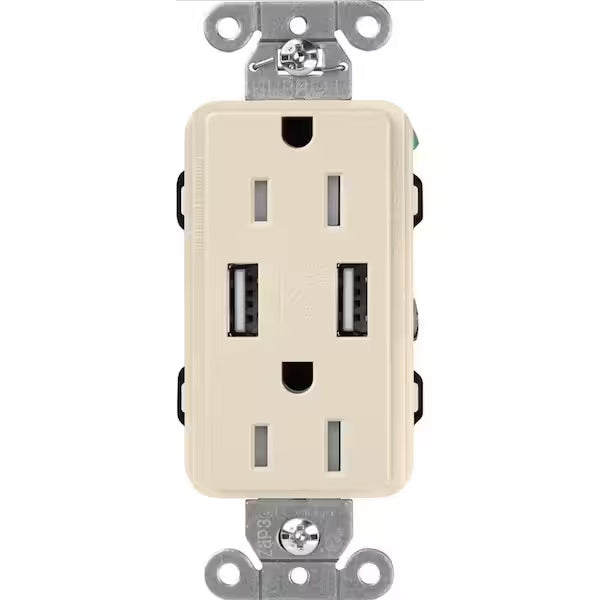 Claro 15 Amp USB Duplex Outlet - Ready Wholesale Electric Supply and Lighting