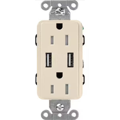 Claro 15 Amp USB Duplex Outlet - Ready Wholesale Electric Supply and Lighting