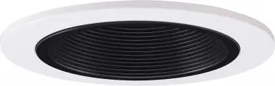 ELCO EL1493DB 4" Adjustable Phenolic Step Baffle with Diecast Trim Ring - Black with White Trim - Ready Wholesale Electric Supply and Lighting