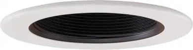 ELCO EL1494B 4" Adjustable Phenolic Deep Step Baffle Trim - Black with White Trim - Ready Wholesale Electric Supply and Lighting