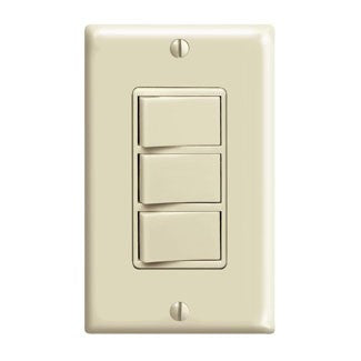 Leviton 1754 - 15 Amp 120 Volt/Device Total 20 Amp 120 Volt. Decora Three Rocker Combination Switches w/ Ground Screw Terminals and push-in wiring - Ready Wholesale Electric Supply and Lighting