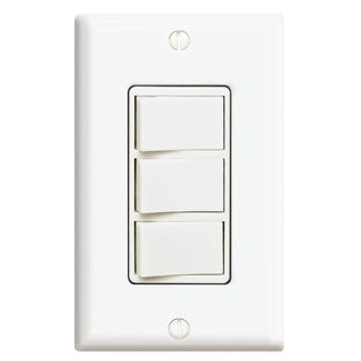 Leviton 1754 - 15 Amp 120 Volt/Device Total 20 Amp 120 Volt. Decora Three Rocker Combination Switches w/ Ground Screw Terminals and push-in wiring - Ready Wholesale Electric Supply and Lighting
