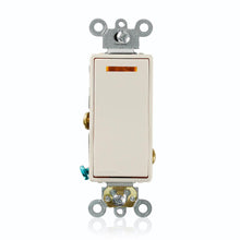 Leviton 5631 - 20 Amp, 120 Volt, Decora Plus Rocker Lighted Handle - Illuminated OFF Single-Pole AC Quiet Switch, Commercial Spec Grade, Self Grounding, Back & Side Wired - Ready Wholesale Electric Supply and Lighting