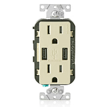Leviton T5632 - 3.6A USB Type-A/Type-A Wall Outlet Charger with 15A Tamper-Resistant Receptacles - Ready Wholesale Electric Supply and Lighting