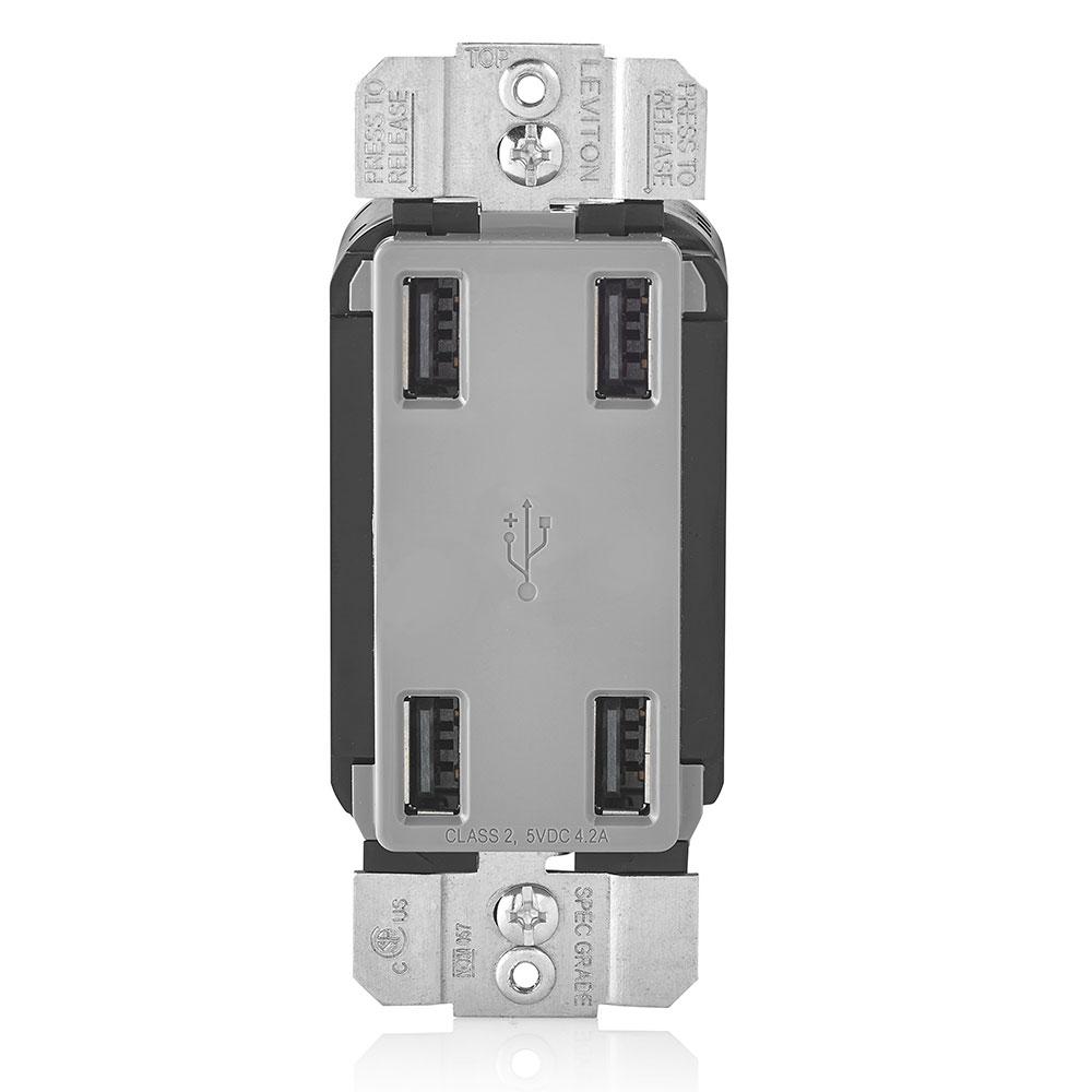 Radiant 4.2A Quad USB Type A Outlet TM8USB4BKCC6