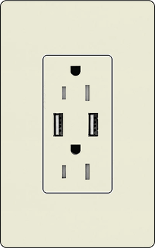Lutron SCR-15-UBTR Designer Style (Satin) 15A Dual USB Port, Tamper Resistant Receptacle - Ready Wholesale Electric Supply and Lighting